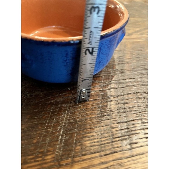 De Silva Pottery Terra Cotta Glazed Bowl / Crock Made in Italy Blue / Orange - Picture 9 of 11